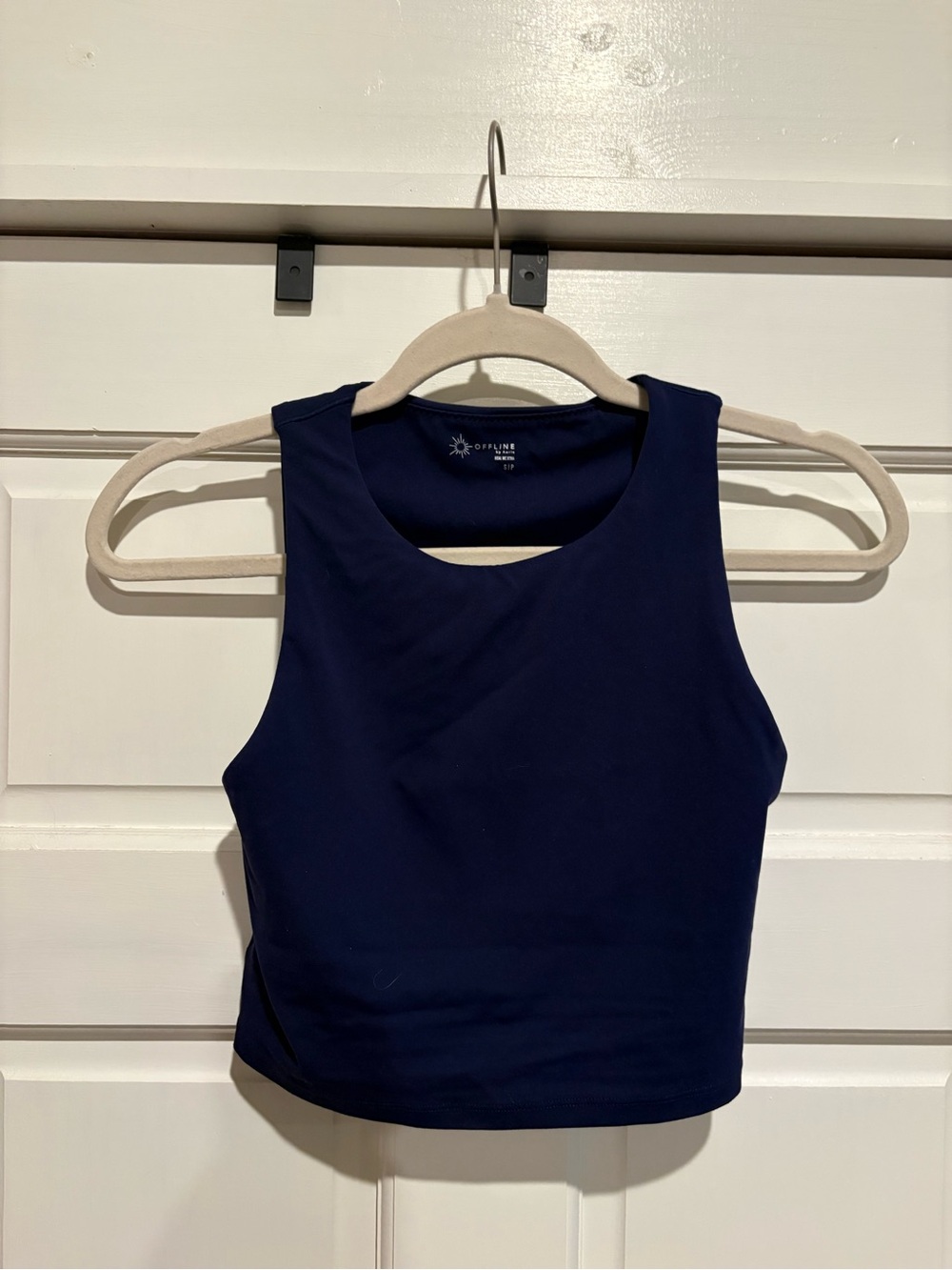 Aerie Offline Navy Blue High Neck Cropped Athletic Top Real Mextra